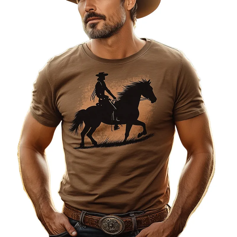 Men's Summer Western Cowboy Style Printed Round Neck T-Shirt MTA2864D4U sold by Manly