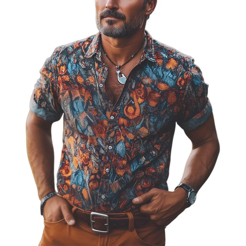 Men's Summer Retro Print Short Sleeve Shirt MTA2935D0U sold by Manly