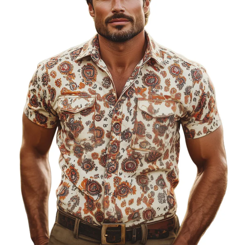 Men's Summer Retro Print Short Sleeve Shirt MTA2937D0U sold by Manly