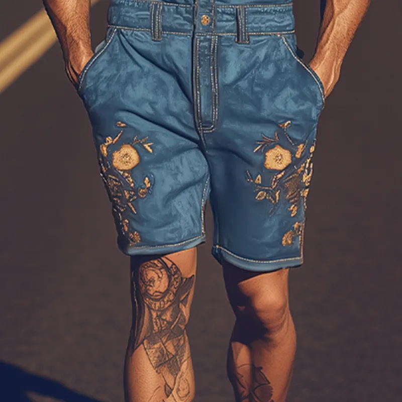 Men's Summer Fashion Retro Western Cowboy Style Embroidered Jumpsuit MTA1762D6K sold by Manly product image thumbnail 5