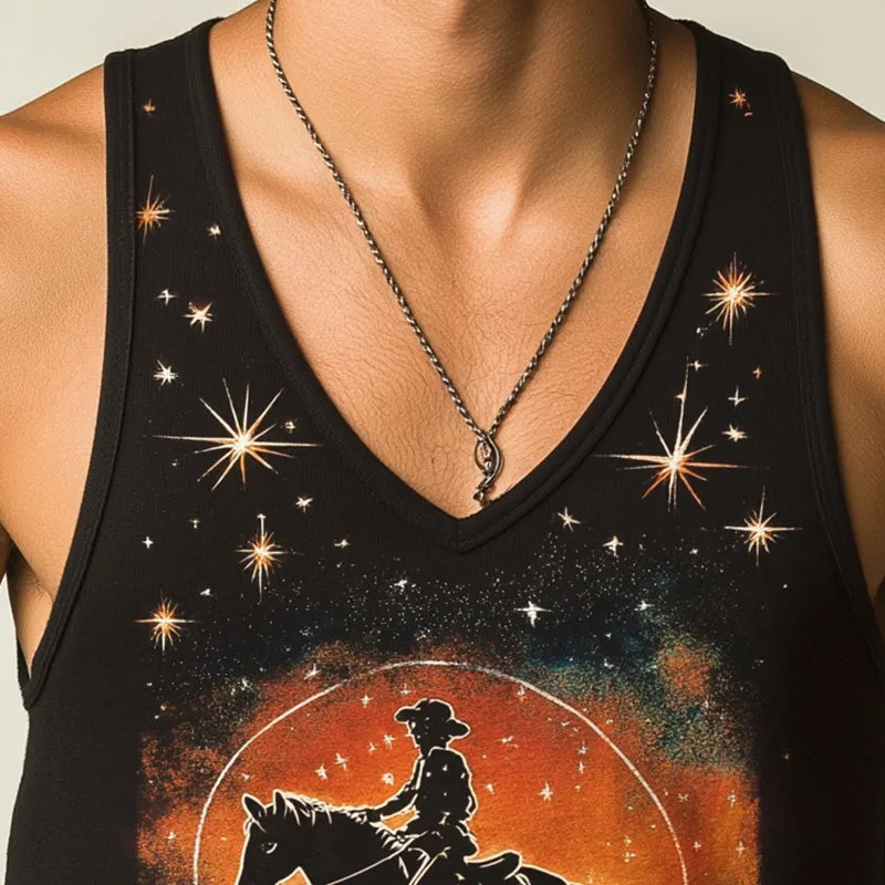 Men's Summer Fashion Western Cowboy Style Printed Blended Tank Top MTA2873D8P sold by Manly product image thumbnail 3
