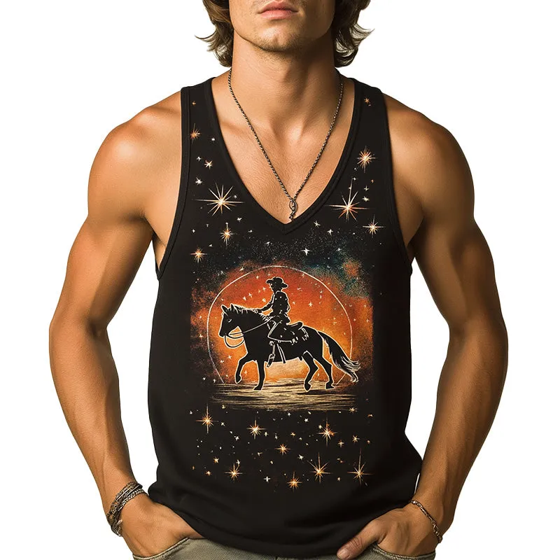Men's Summer Fashion Western Cowboy Style Printed Blended Tank Top MTA2873D8P sold by Manly