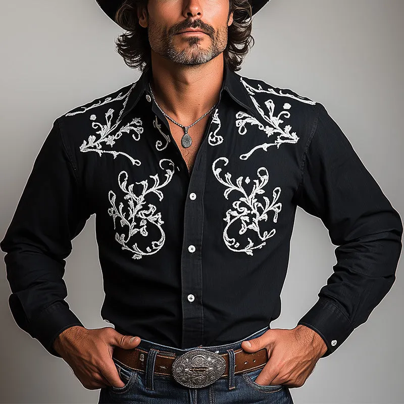 Men's Summer Western Cowboy Style Embroidered Blended Long-Sleeved Shirt MTA2897D1P sold by Manly product image thumbnail 2