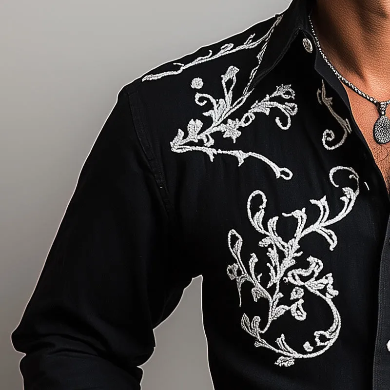 Men's Summer Western Cowboy Style Embroidered Blended Long-Sleeved Shirt MTA2897D1P sold by Manly product image thumbnail 3