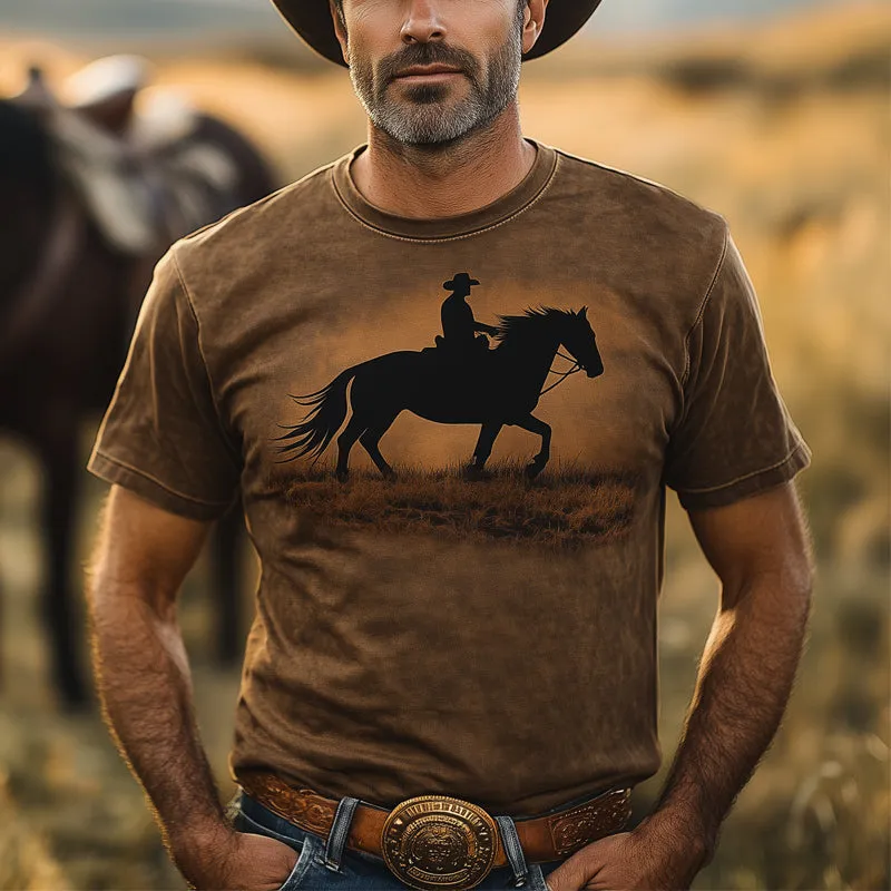 Men's Western Cowboy Style Printed Crew Neck T-Shirt MTA2893D6U sold by Manly product image thumbnail 2