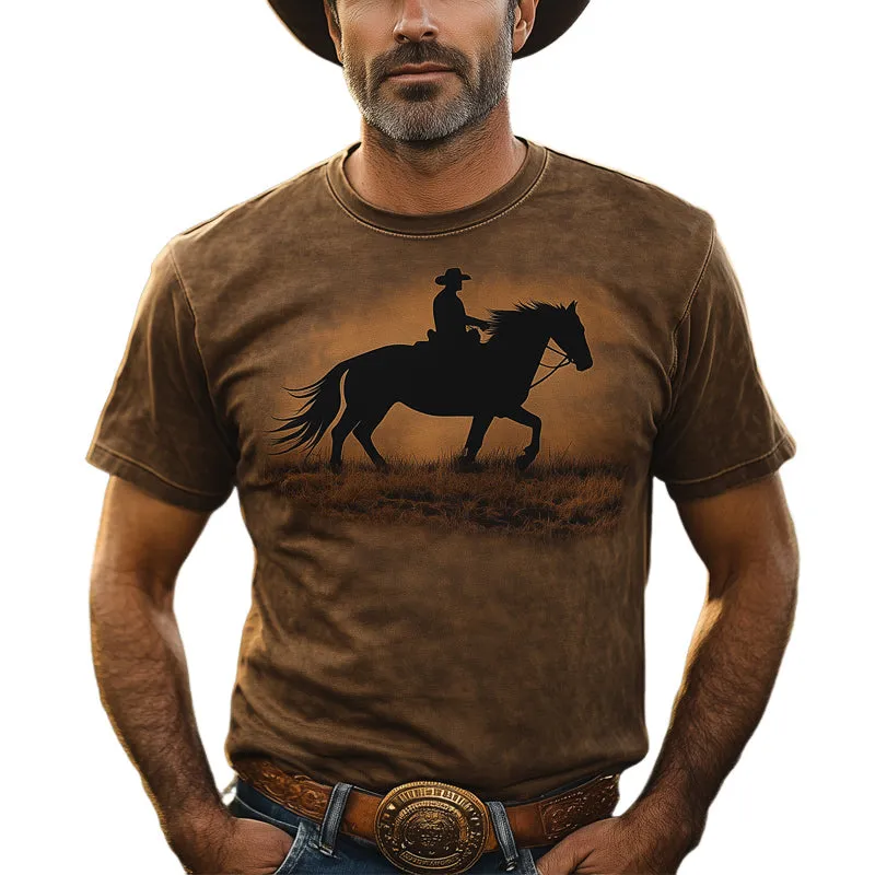 Men's Western Cowboy Style Printed Crew Neck T-Shirt MTA2893D6U sold by Manly