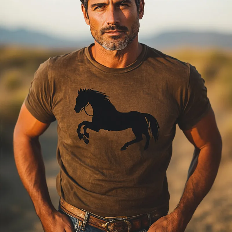 Men's Western Cowboy Style Printed Crew Neck T-Shirt MTA2886D4U sold by Manly product image thumbnail 2