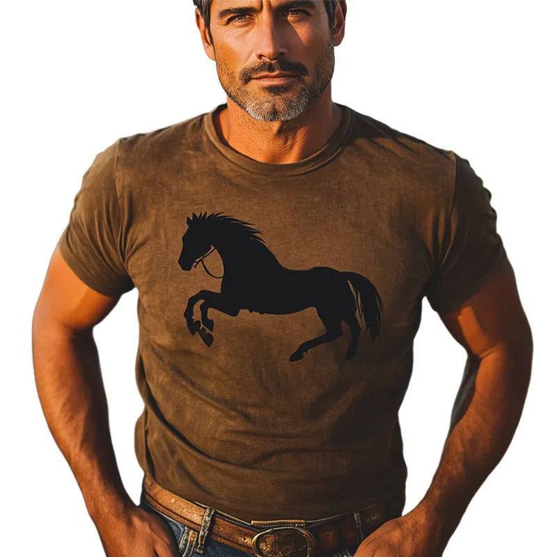 Men's Western Cowboy Style Printed Crew Neck T-Shirt MTA2886D4U sold by Manly