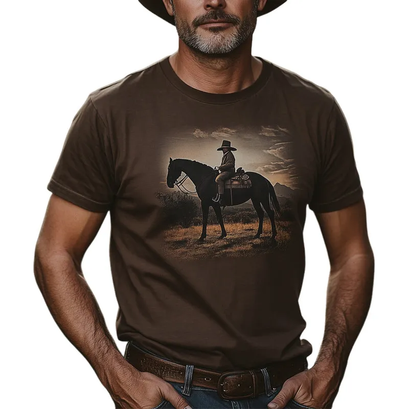 Men's Western Cowboy Style Printed Crew Neck T-Shirt MTA2894D7U sold by Manly