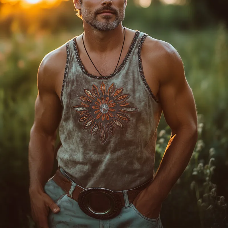 Men's Western Cowboy Style Vintage Embroidered Tank Top MTA2801D5U sold by Manly product image thumbnail 2