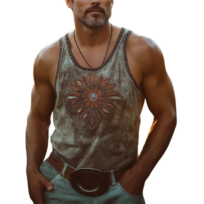 Men's Western Cowboy Style Vintage Embroidered Tank Top MTA2801D5U sold by Manly