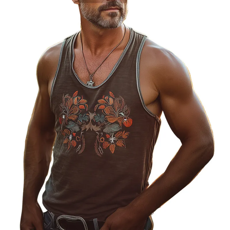 Men's Summer Vintage Embroidered Cotton Tank Top MTA2813D4U sold by Manly