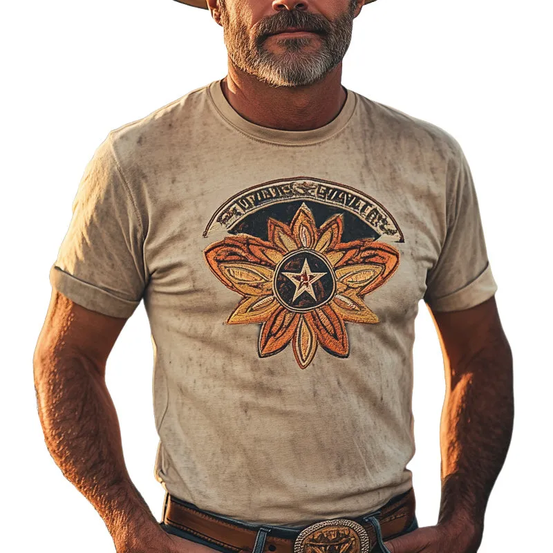 Men's Summer Retro Printed Crew Neck T-Shirt MTA2815D2U sold by Manly