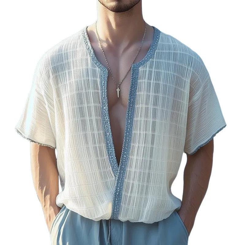 Men's Summer Textured Breathable Short Sleeve Shirt MTA2725D2U sold by Manly