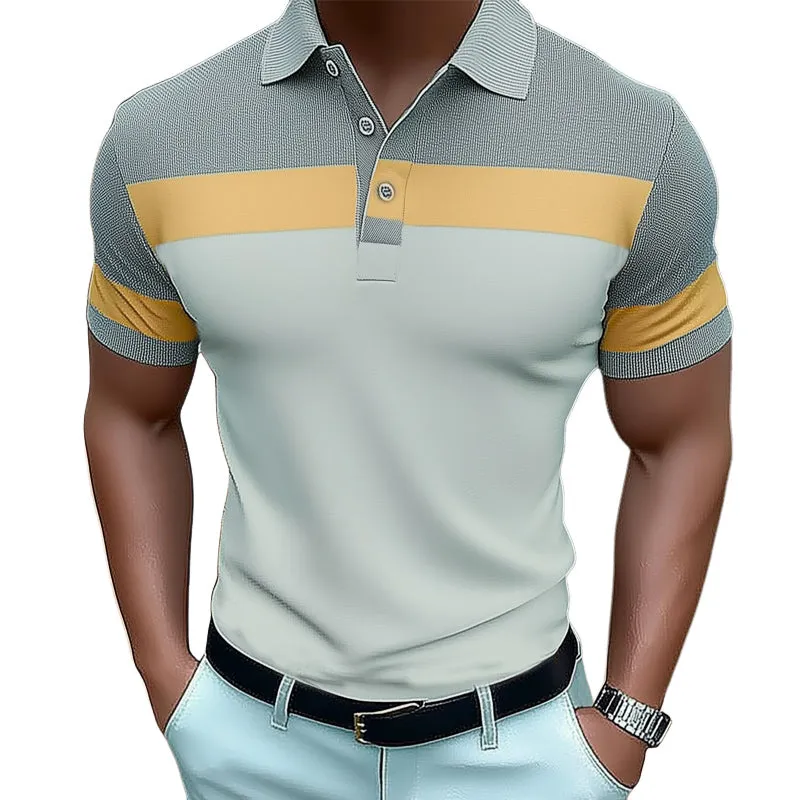 Men's Summer Business Color Blocked Polo Shirt MTA2781D0U sold by Manly