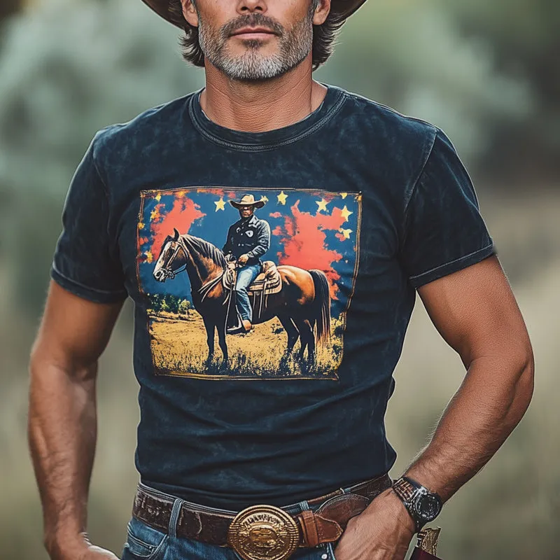 Men's Western Cowboy Style Printed Crew Neck T-Shirt MTA2826D7U sold by Manly product image thumbnail 2