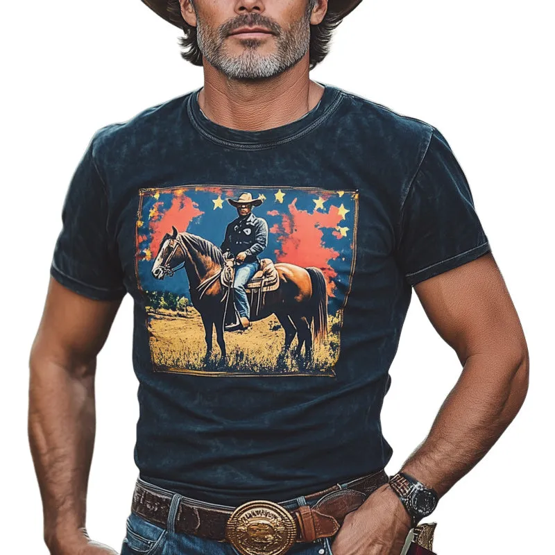 Men's Western Cowboy Style Printed Crew Neck T-Shirt MTA2826D7U sold by Manly