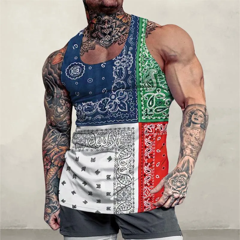 Men's Retro Punk Perris Cashew Flower Tank Top 27384575TO sold by Manly product image thumbnail 2