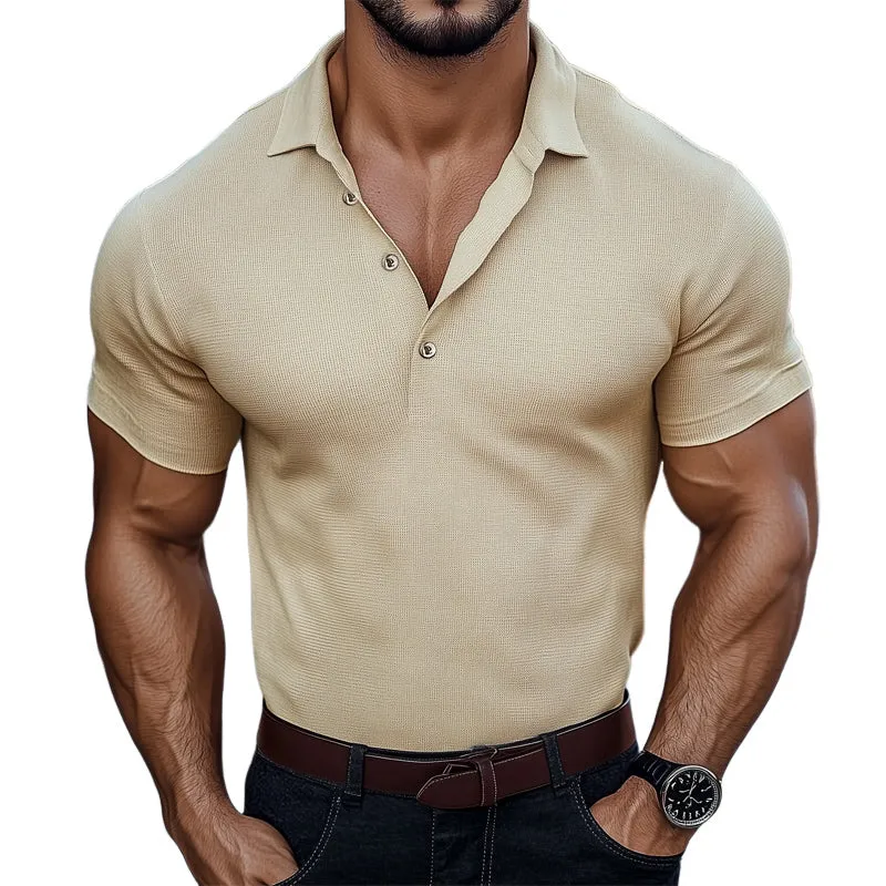 Men's Summer Basic Solid Color Textured Polo Neck T-Shirt MTA3067D0U sold by Manly