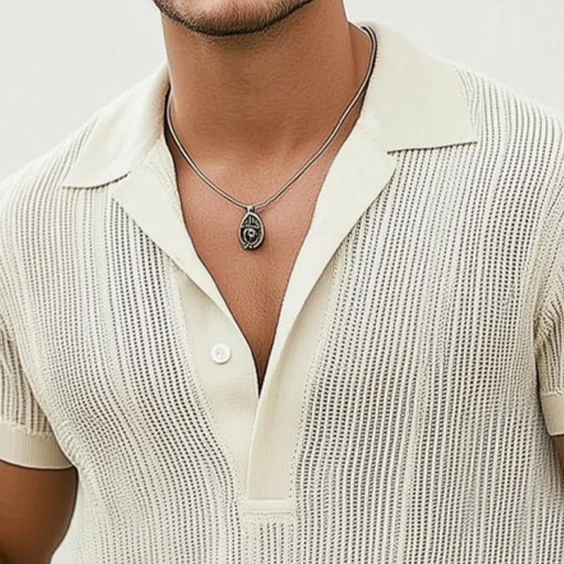 Men's Summer Classic Knitted Breathable V Neck T-Shirt MTA2982D2U sold by Manly product image thumbnail 3