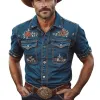 Men's Summer Classic Embroidered Denim Short Sleeve Shirt MTA2908D2U sold by Manly