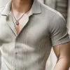 Men's Summer Business Striped Printed Short Sleeve Shirt MTA3068D8U sold by Manly