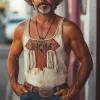 Men's Summer Retro Printed Tassel Tank Top MTA2595D7U sold by Manly