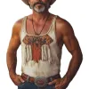 Men's Summer Retro Printed Tassel Tank Top MTA2595D7U sold by Manly