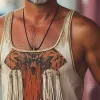 Men's Summer Retro Printed Tassel Tank Top MTA2595D7U sold by Manly