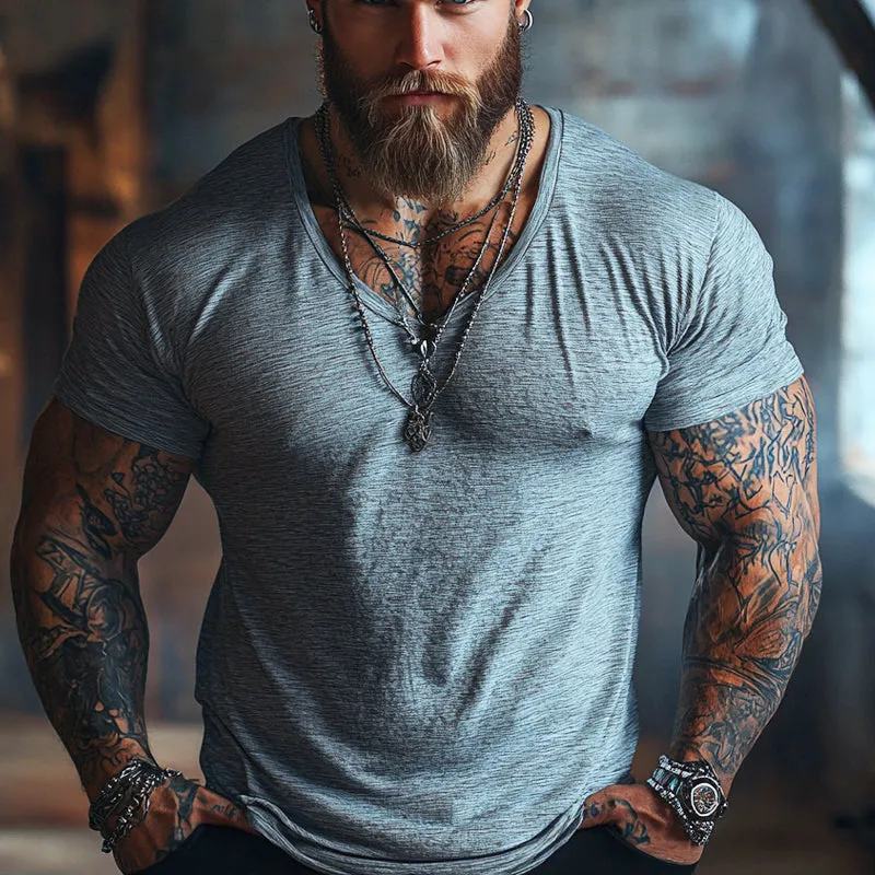 Men's Cotton Blended V-Neck Short Sleeve T-Shirt MTA3078D8X sold by Manly product image thumbnail 2