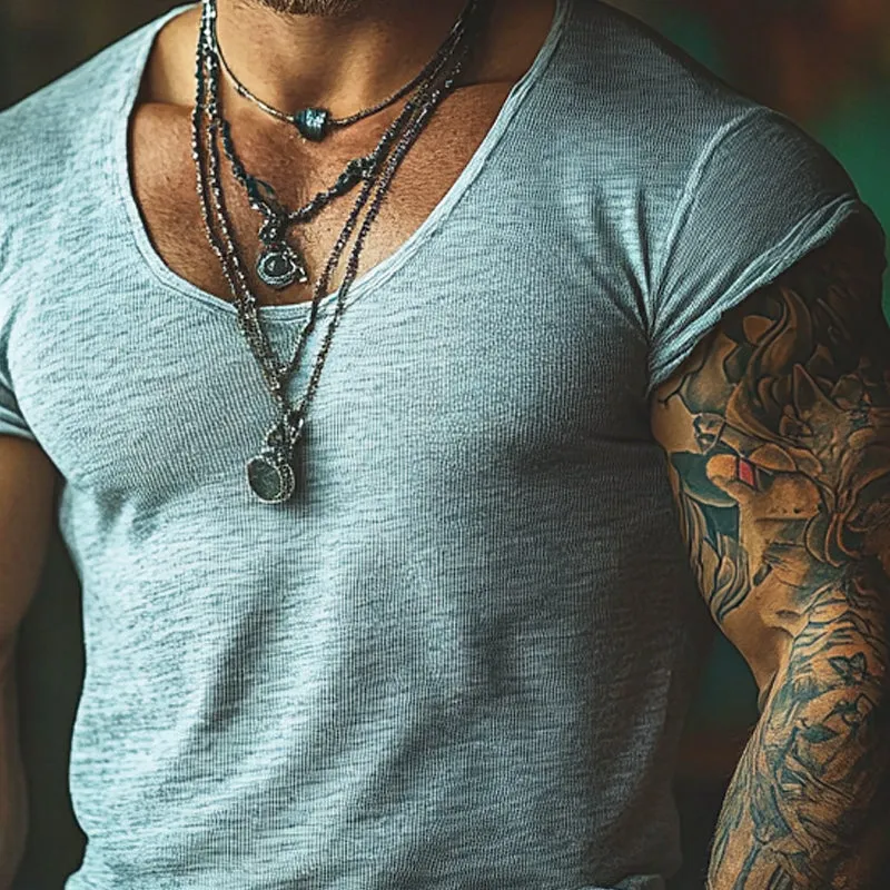 Men's Solid Cotton Blend Round Neck Short Sleeve T-Shirt MTA3073D2X sold by Manly product image thumbnail 3