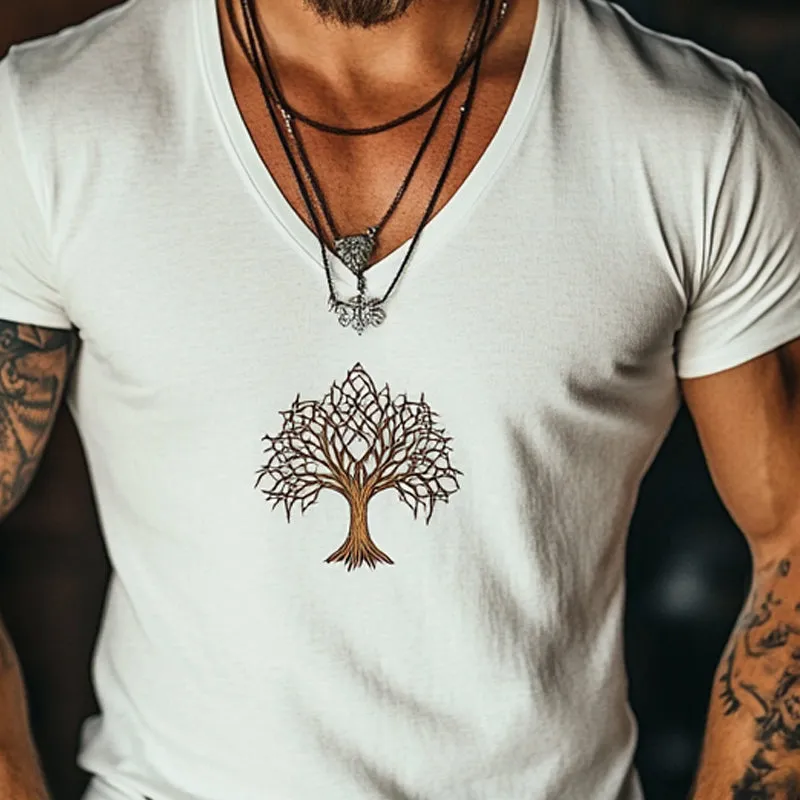 Men's Cotton Blend V-Neck Printed Short Sleeve T-Shirt MTA3002D2X sold by Manly product image thumbnail 3