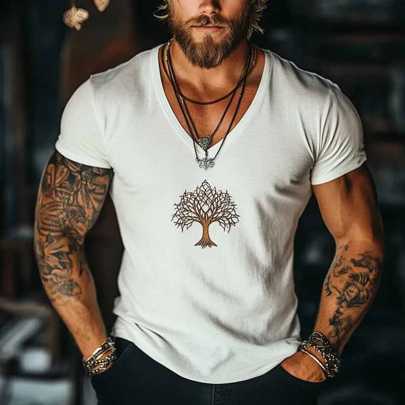 Men's Cotton Blend V-Neck Printed Short Sleeve T-Shirt MTA3002D2X sold by Manly product image thumbnail 2