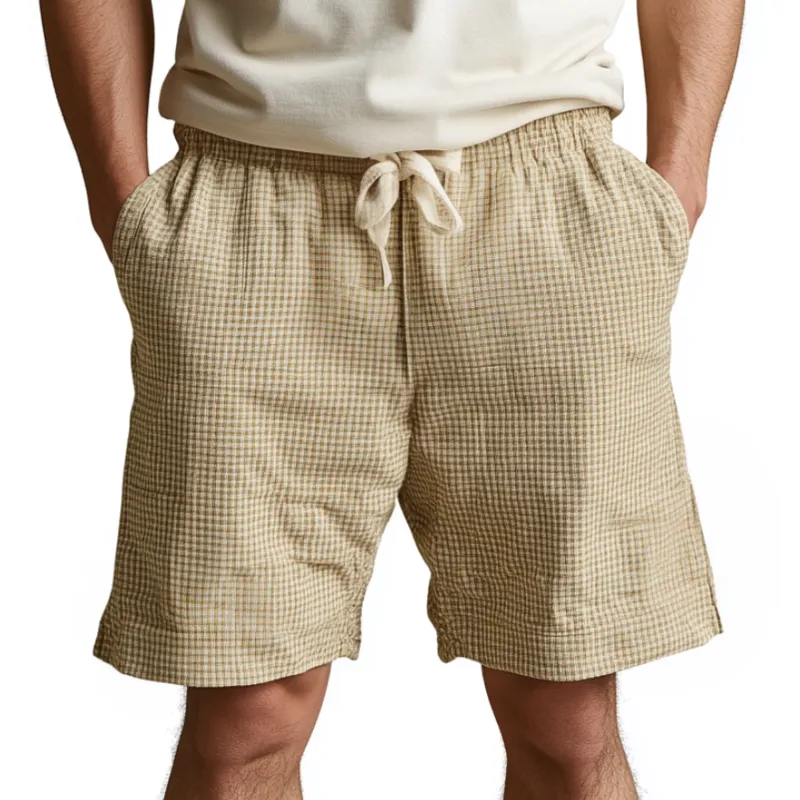 Men's Casual Cotton Blend Houndstooth Elastic Waist Drawstring Holiday Shorts MTA3093D1M sold by Manly product image thumbnail 2