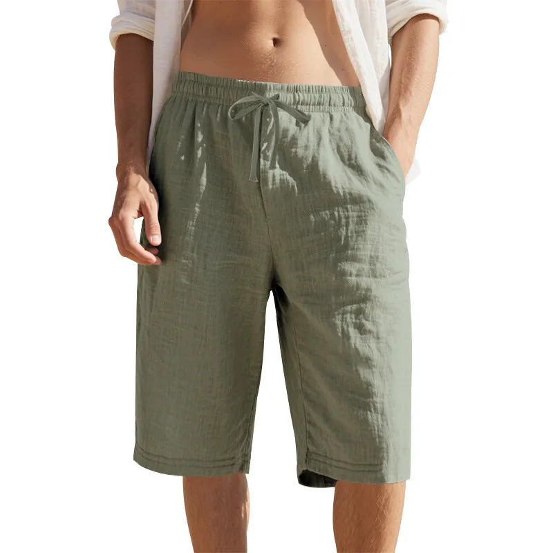 Men's Casual Breathable Cotton Linen Elastic Waist Loose Shorts MTA2981D6M sold by Manly product image thumbnail 3