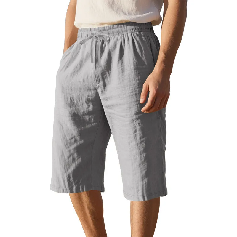 Men's Casual Breathable Cotton Linen Elastic Waist Loose Shorts MTA2986D6M sold by Manly