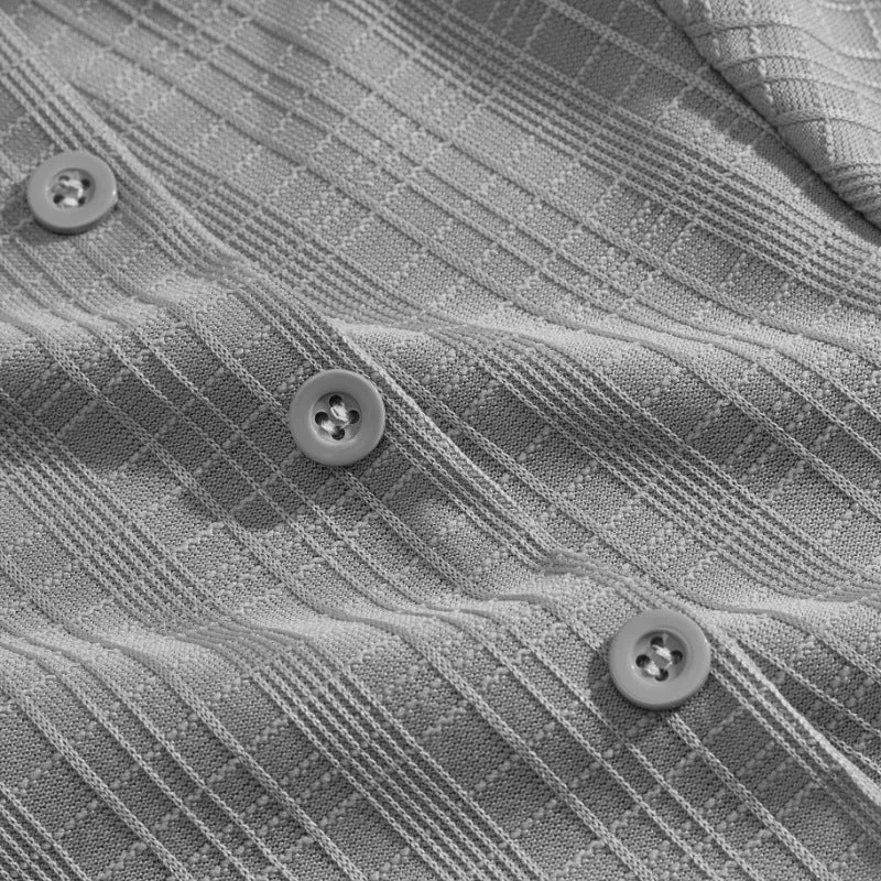 Men's Solid Color Textured Lapel Short Sleeve POLO Shirt MTA2176D8X sold by Manly product image thumbnail 3