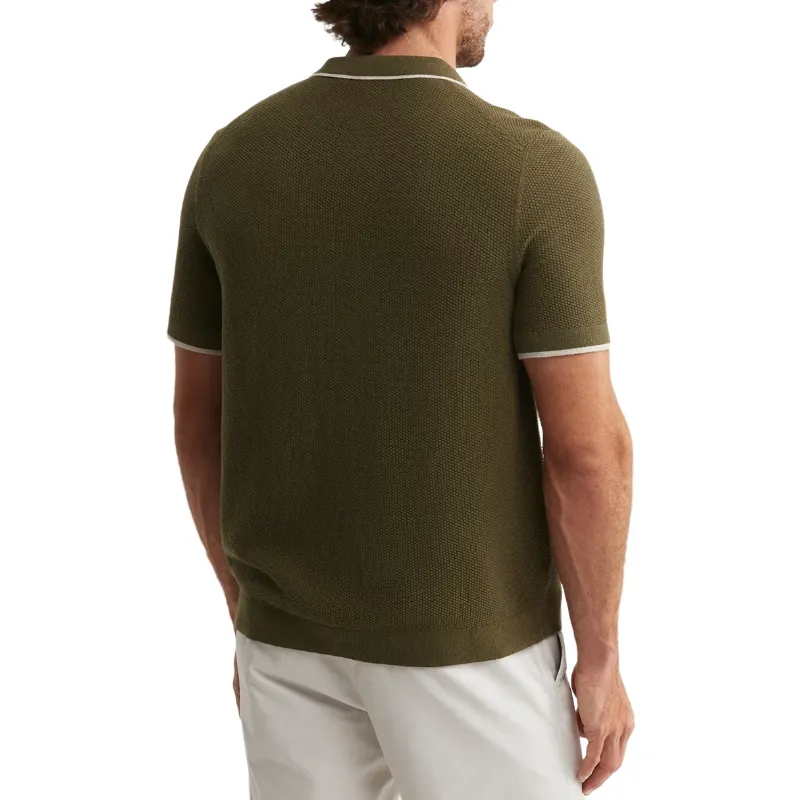 Men's Casual Contrast Knit Lapel Single Breasted Slim Fit Short Sleeve Shirt Sweater MTA0658E7M sold by Manly product image thumbnail 2