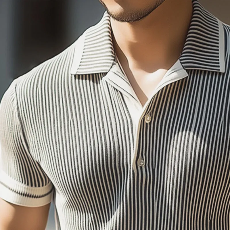 Men's Summer Business Vertical Striped Knitted POLO Shirt MTA0603E3U sold by Manly product image thumbnail 3
