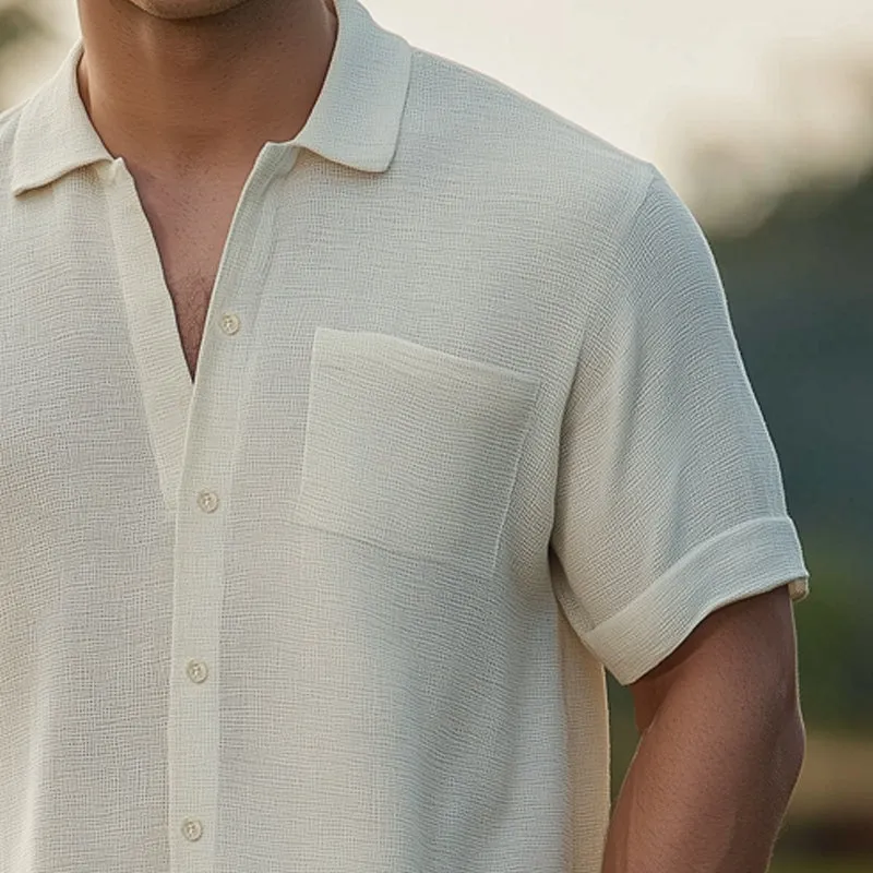 Men's Basic Solid Color Textured Short Sleeve Shirt MTA0670E6U sold by Manly product image thumbnail 4