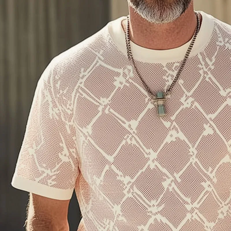 Men's Summer Fashion Knitted Short Sleeve T-shirt MTA0688E4U sold by Manly product image thumbnail 3