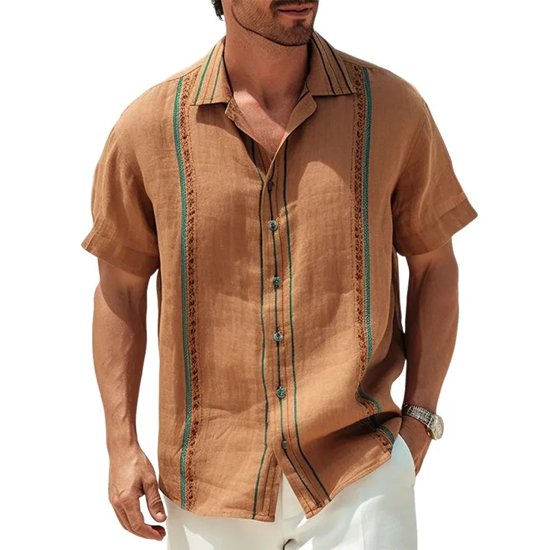 Men's Summer Vintage Embroidered Short Sleeve Shirt MTA0622E1U sold by Manly