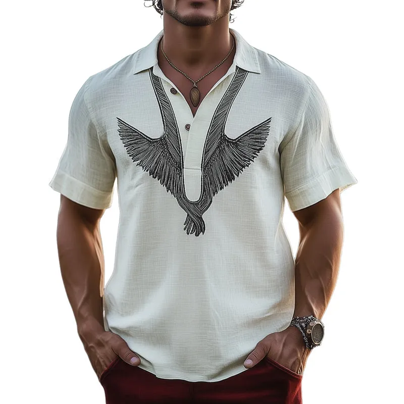 Men's Summer Retro Embroidered Short Sleeve T-Shirt MTA0670E8U sold by Manly