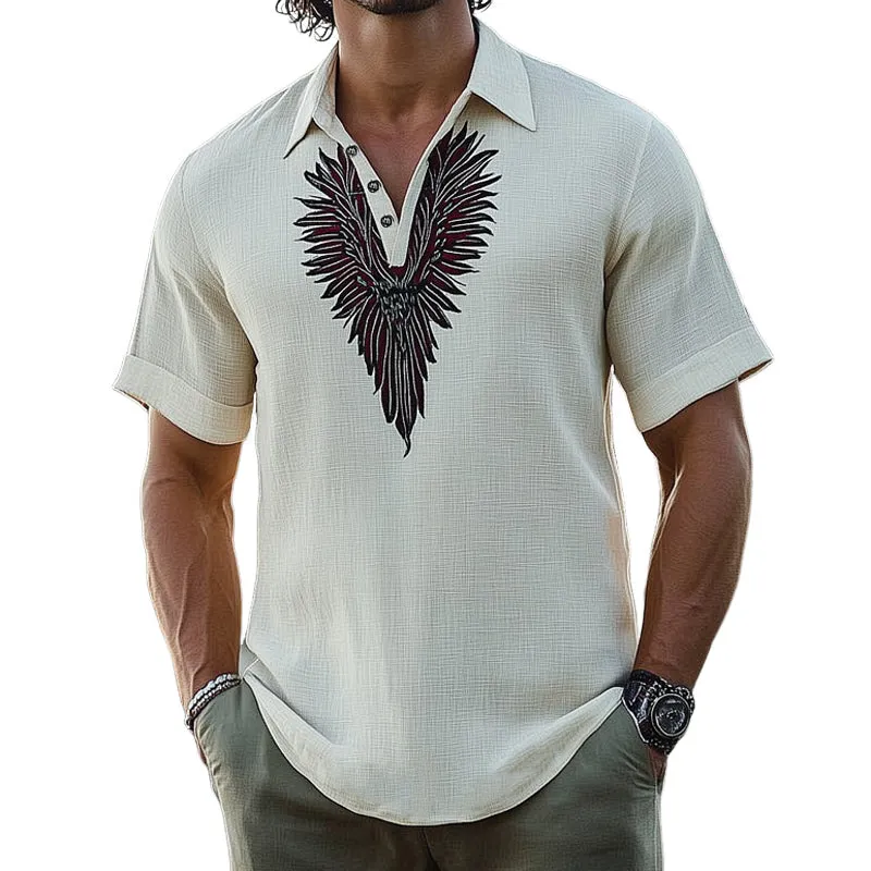 Men's Summer Retro Embroidered Short Sleeve T-Shirt MTA0633E6U sold by Manly