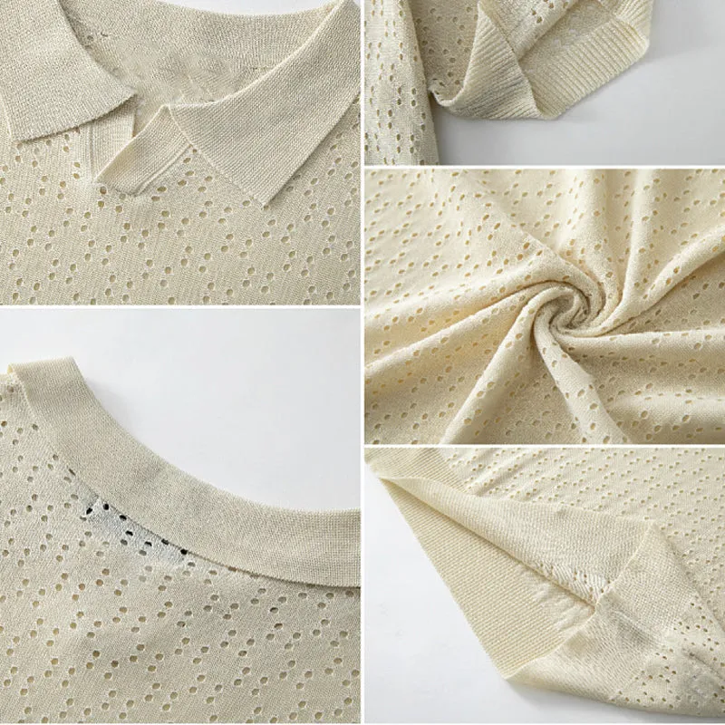 Men's Solid Color Knitted Texture Short Sleeve POLO Shirt MTA0631E0X sold by Manly product image thumbnail 5