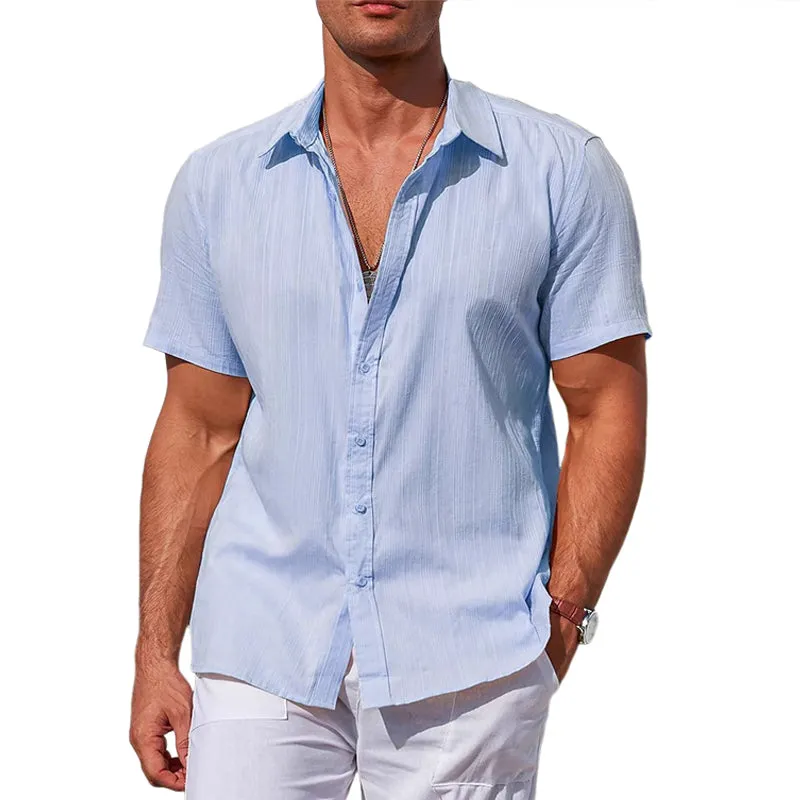 Men's Solid Color Casual Short Sleeve Lapel Resort Shirt MTA0671E0X sold by Manly product image thumbnail 2