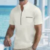 Men's Contrast Striped Stand Collar Short Sleeve Shirt MTA0617E5X sold by Manly
