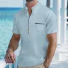 Men's Contrast Striped Stand Collar Short Sleeve Shirt MTA0617E5X sold by Manly