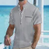 Men's Contrast Striped Stand Collar Short Sleeve Shirt MTA0617E5X sold by Manly