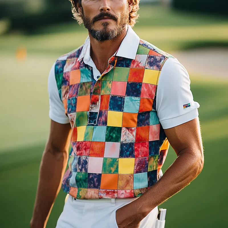 Men's Color Block Print Short Sleeve Polo Shirt MTA0811E8X sold by Manly product image thumbnail 2